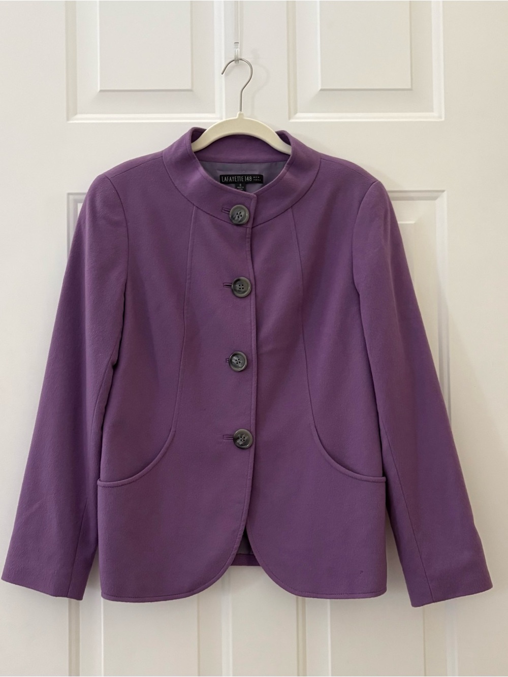 Lafayette 148 New York Loro Piani Cashmere Purple Blazer Jacket Women size 8 **